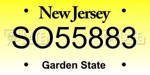 SO55883 New Jersey License Plate