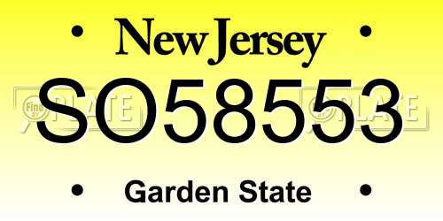 SO58553 New Jersey License Plate
