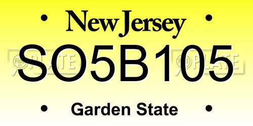 SO5B105 New Jersey License Plate