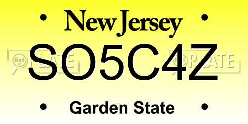 SO5C4Z New Jersey License Plate