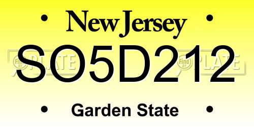 SO5D212 New Jersey License Plate