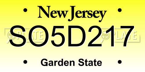 SO5D217 New Jersey License Plate