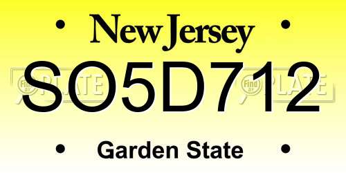 SO5D712 New Jersey License Plate