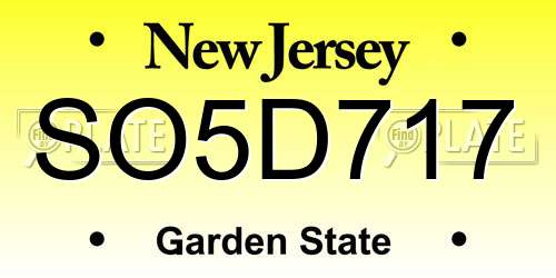 SO5D717 New Jersey License Plate