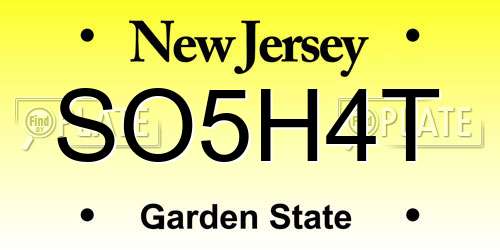 SO5H4T New Jersey License Plate