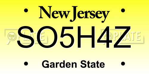 SO5H4Z New Jersey License Plate