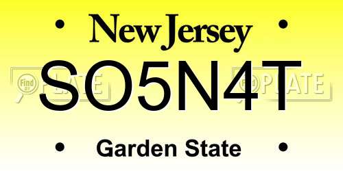 SO5N4T New Jersey License Plate