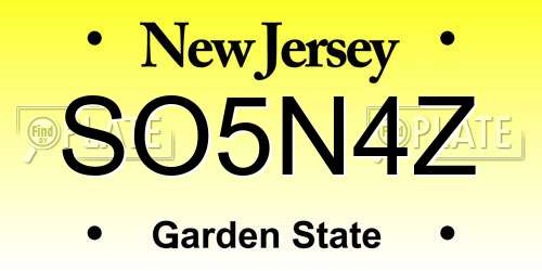 SO5N4Z New Jersey License Plate