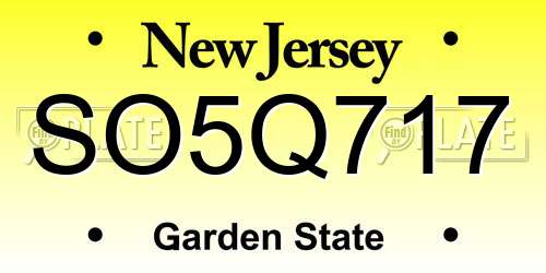 SO5Q717 New Jersey License Plate