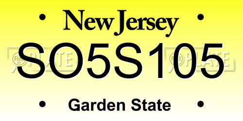 SO5S105 New Jersey License Plate