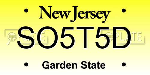 SO5T5D New Jersey License Plate