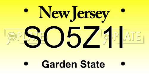 SO5Z1I New Jersey License Plate