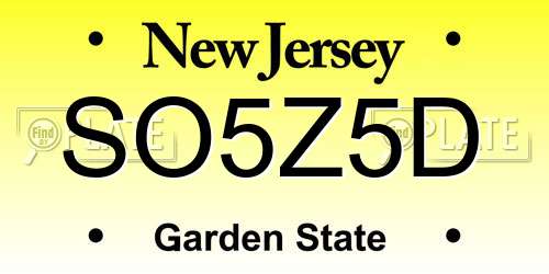 SO5Z5D New Jersey License Plate