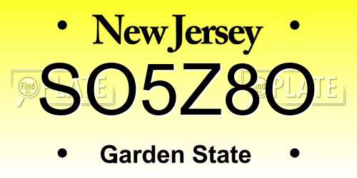 SO5Z8O New Jersey License Plate