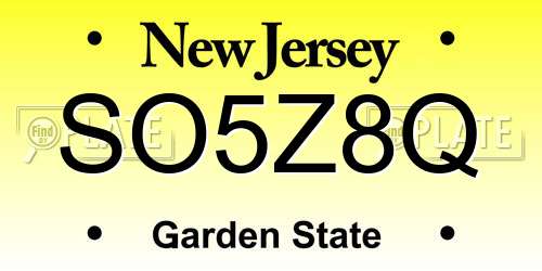 SO5Z8Q New Jersey License Plate