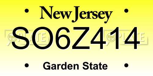 SO6Z414 New Jersey License Plate