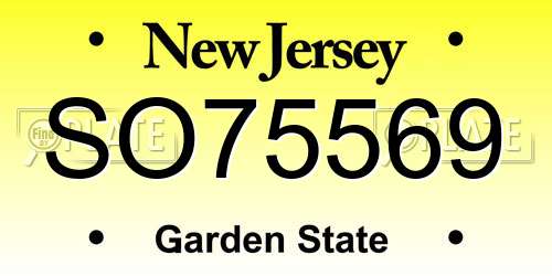 SO75569 New Jersey License Plate