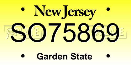 SO75869 New Jersey License Plate