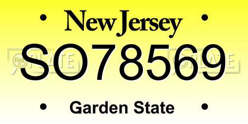 SO78569 New Jersey License Plate