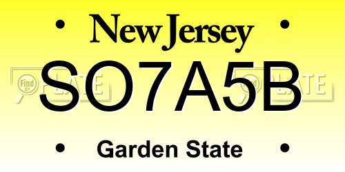 SO7A5B New Jersey License Plate
