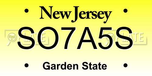 SO7A5S New Jersey License Plate