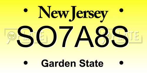 SO7A8S New Jersey License Plate