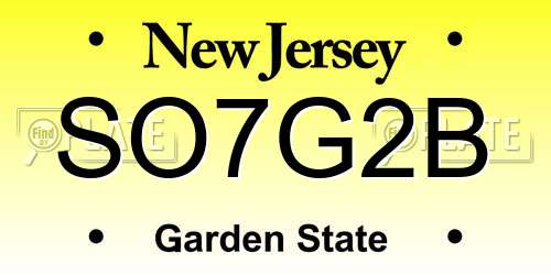 SO7G2B New Jersey License Plate