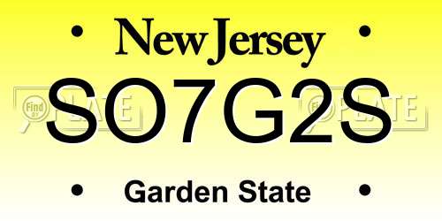 SO7G2S New Jersey License Plate