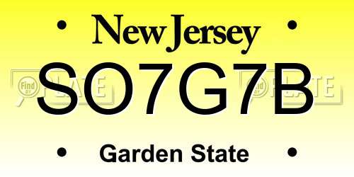 SO7G7B New Jersey License Plate