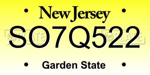 SO7Q522 New Jersey License Plate