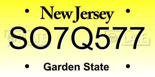 SO7Q577 New Jersey License Plate