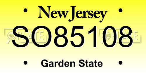 SO85108 New Jersey License Plate