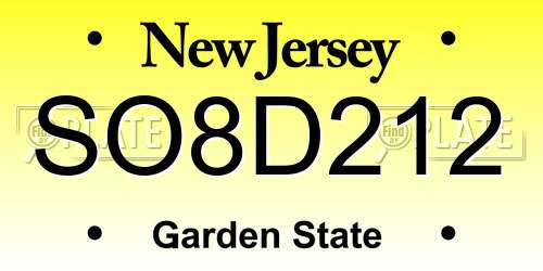 SO8D212 New Jersey License Plate