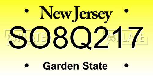 SO8Q217 New Jersey License Plate