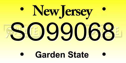 SO99068 New Jersey License Plate