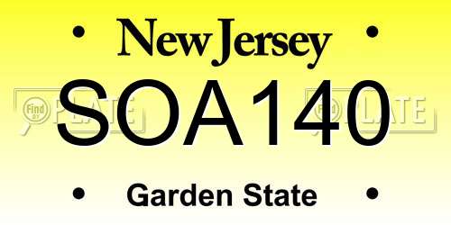 SOA140 New Jersey License Plate