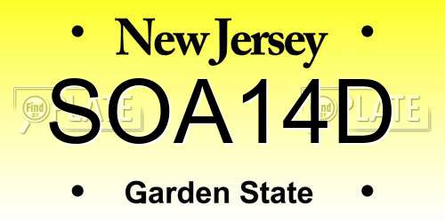 SOA14D New Jersey License Plate