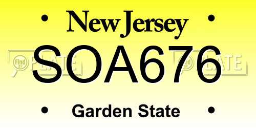 SOA676 New Jersey License Plate