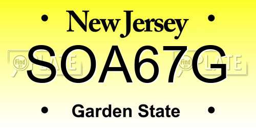 SOA67G New Jersey License Plate