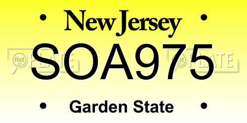 SOA975 New Jersey License Plate