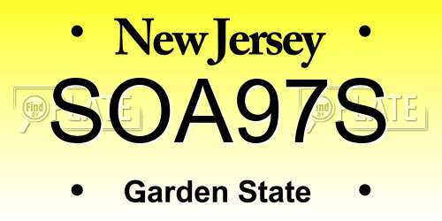 SOA97S New Jersey License Plate