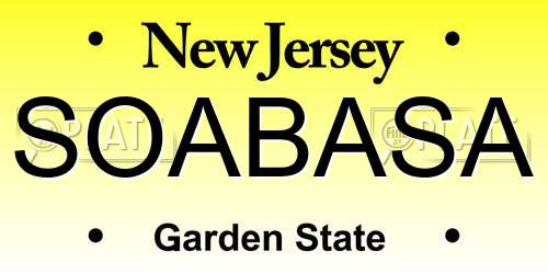 SOABASA New Jersey License Plate
