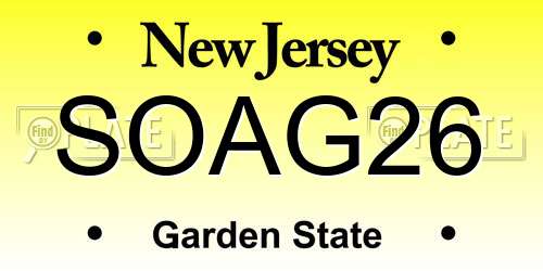 SOAG26 New Jersey License Plate