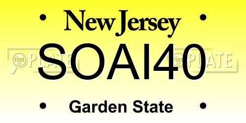 SOAI40 New Jersey License Plate