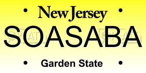 SOASABA New Jersey License Plate