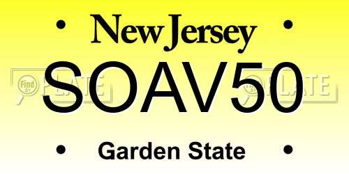 SOAV50 New Jersey License Plate