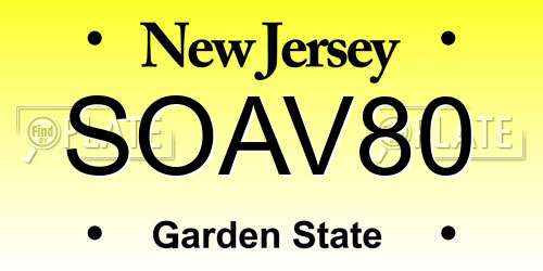 SOAV80 New Jersey License Plate