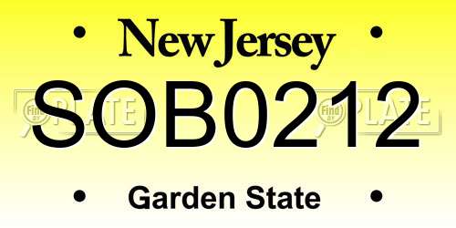SOB0212 New Jersey License Plate