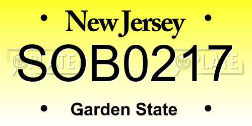 SOB0217 New Jersey License Plate