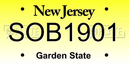 SOB1901 New Jersey License Plate
